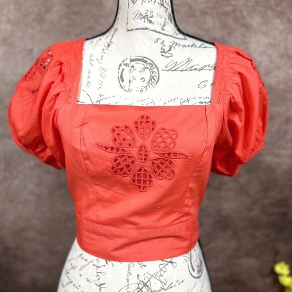 Band of the Free Tie Back Short Sleeve Entrada Top Orange S - Picture 6 of 15